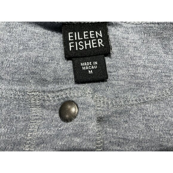Eileen Fisher Short Cardigan Medium Gray Snap Closure Long Sleeve - Picture 5 of 7